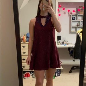 Maroon Key Hole Dress